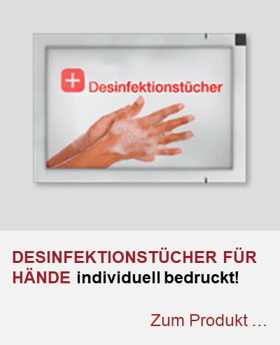 Händedesinfektionstücher mit Logo bedruckt