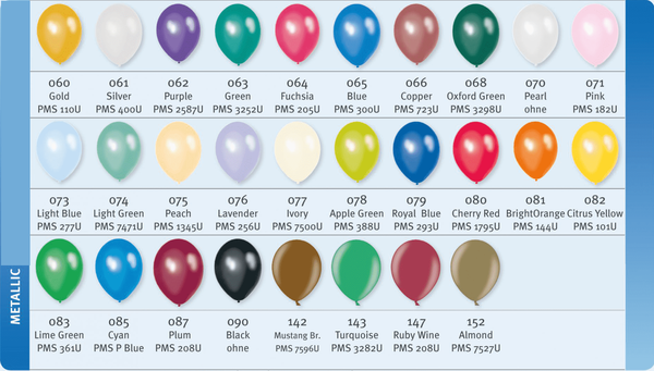Farbübersicht metalicfarbene Luftballons